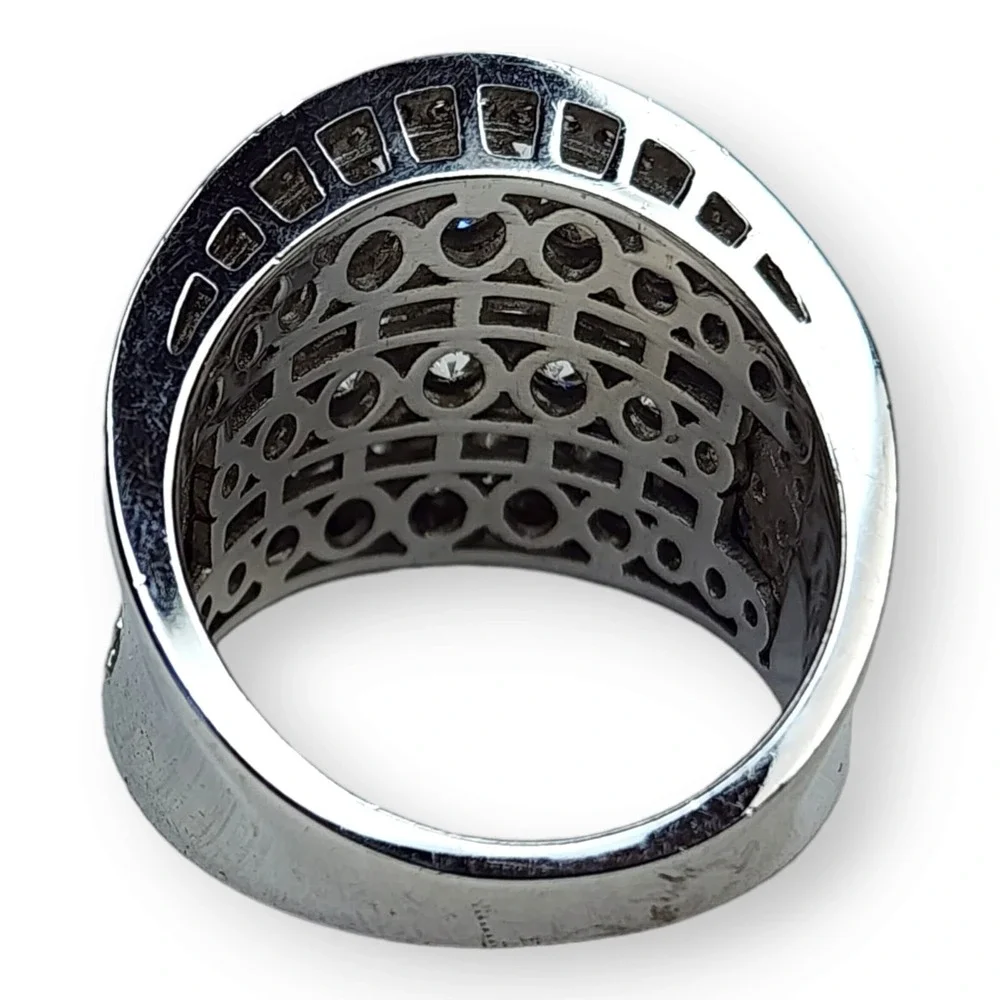 Statement Ring Sterling Silver 925 Cocktail Cubic Zirconia Ring Size 8.25